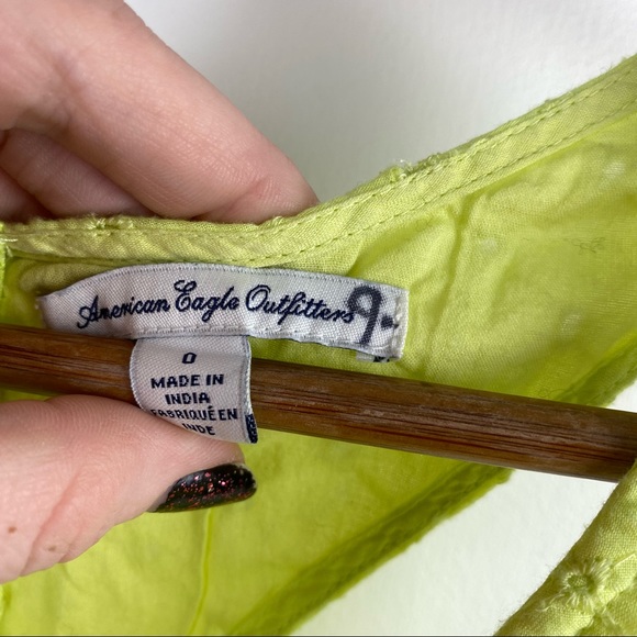 American Eagle Neon Eyelet Cutout Cotton Dress Y2K 2000s - Picture 7 of 9